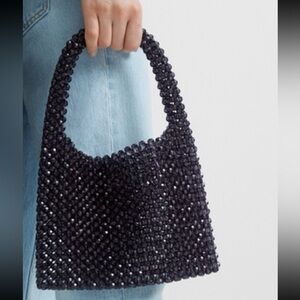 Club Monaco statement beaded bag in navy blue NWT